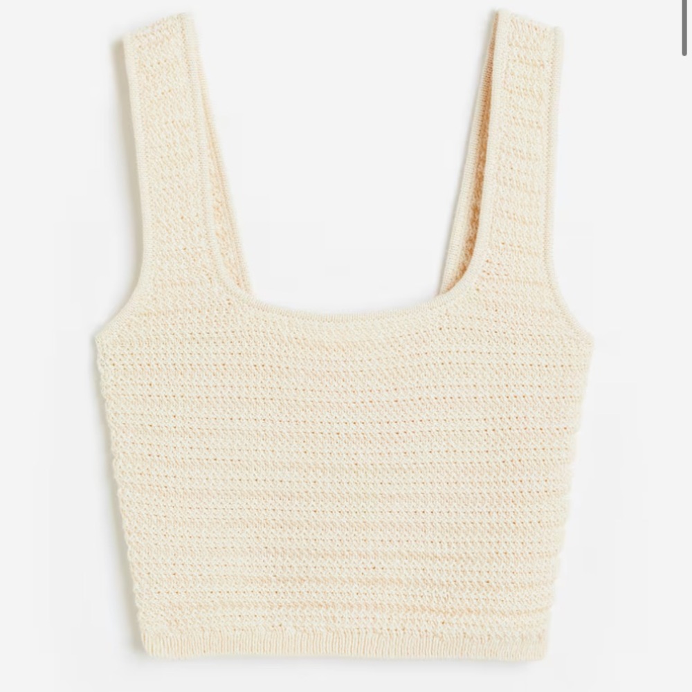 H&M CROCHET-LOOK CROP TANK TOP